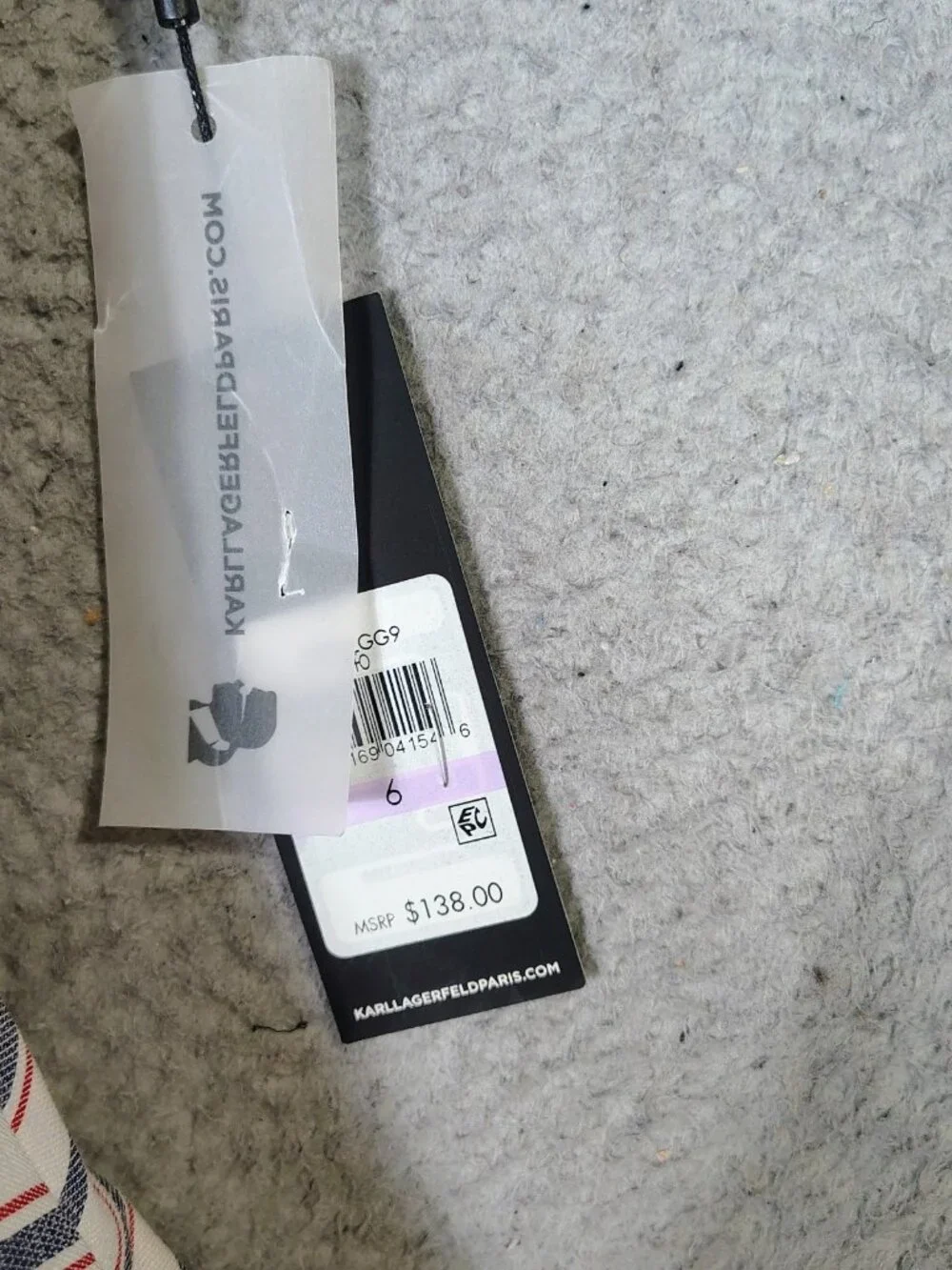 Karl Lagerfeld Dress Women's 6 White Blue Striped A-Line Belted 4th of July NWT - Picture 7 of 10